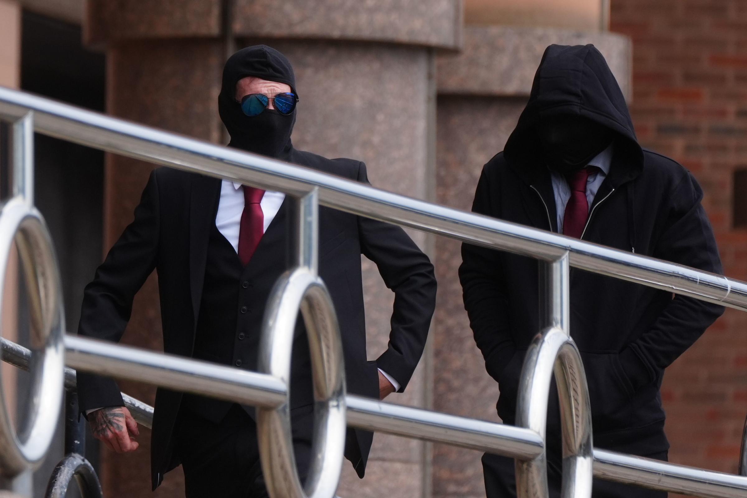 Daniel Graham (left) and Adam Carruthers at Newcastle Upon Tyne Magistrates Court to appear in connection with the felling of the Sycamore Gap tree. The much-photographed tree, which stood next to Hadrians Wall in Northumberland for 200 years, was